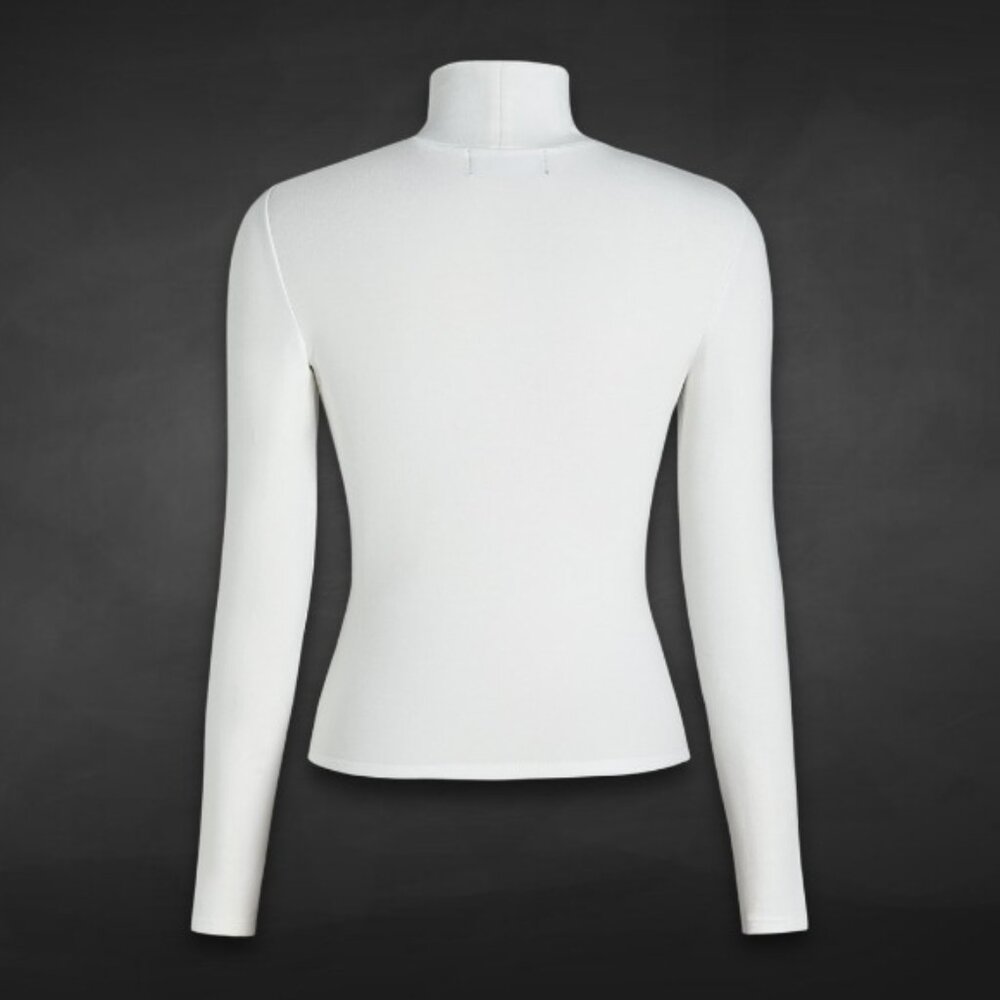 Cider Sweater Top Long Sleeves Chic Mock Neck Lightweight Cream/Beige Women's XS